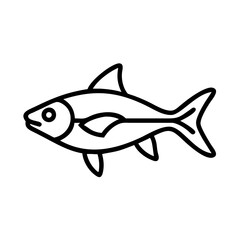 rasbora fish icon, fish line art, fish vector - simple black line art icon of rasbora fish perfect for logos, and fruits-themed designs.