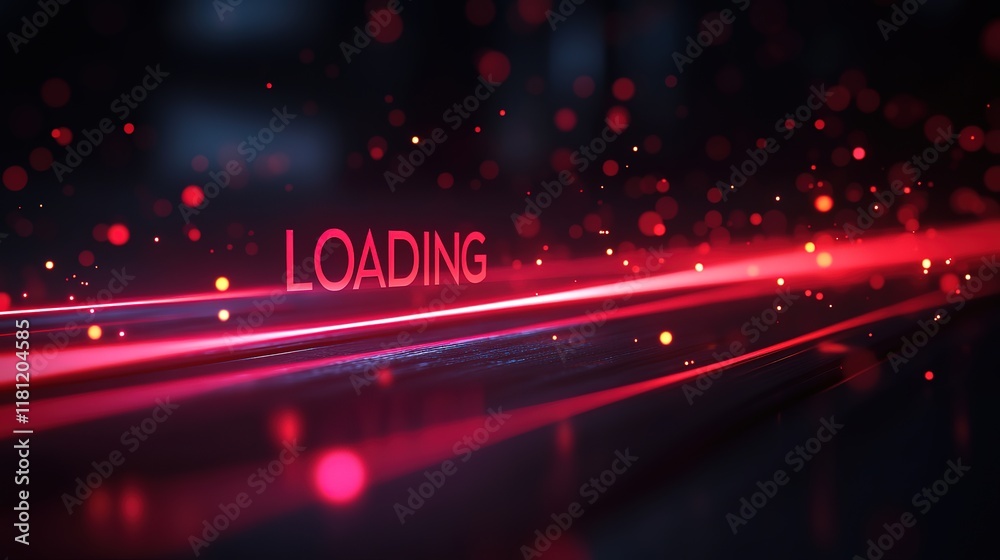 Aufkleber loading bar with red lines on a minimalist technology background, 