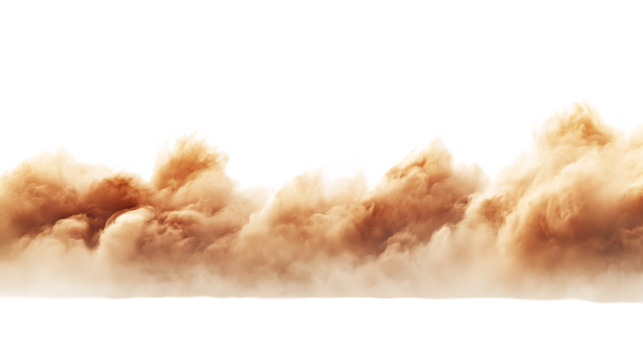 Stormy sand clouds with air waves on transparent background