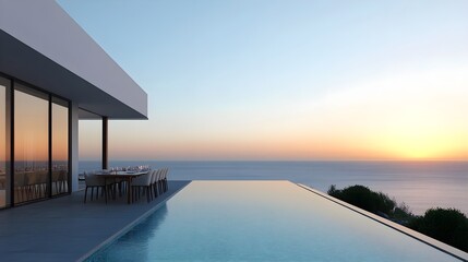 modern oceanfront villa sunset pool - luxury living