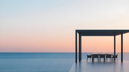 oceanfront sunset dining terrace design - minimalist design