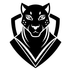 Bold Geometric Panther Head with Shield Emblem
