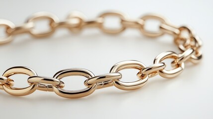 Fototapeta premium Luxury Gold Bracelet: Elegant Chain Link Jewelry for Women - Close-up view of a dazzling gold bracelet with a detailed chain link design. Perfect for adding a touch of glamour to any outfit.