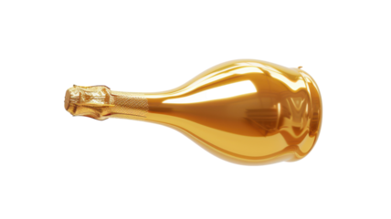 Sparkling elegance of a golden champagne bottle on display transparent background