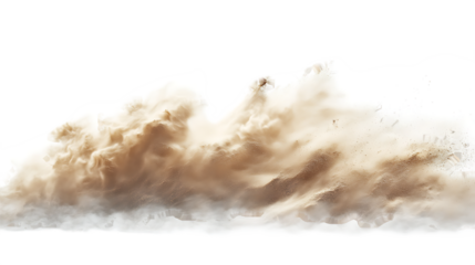 Stormy sand clouds with air waves on transparent background