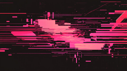 A hot pink digital glitch effect, giving a futuristic and edgy vibe with pixelated distortions and vibrant color splashes.