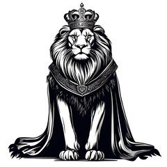 Obraz premium Majestic lion wearing a crown and cape.