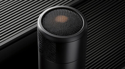 Closeup Black Microphone Studio Recording Device