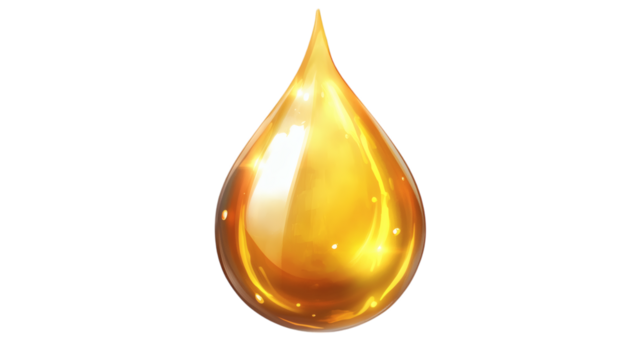 serum or cooking oil drop isolated on white transparent background
