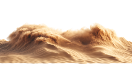 Sand flying explosion, Golden grain wave explode. Abstract cloud fly. Yellow colored sand splash throwing in Air. on transparent background