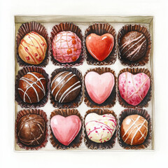 Obraz premium Delicious assorted chocolates in decorative box, perfect for gifting