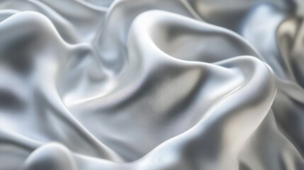 Obraz premium Abstract close-up of flowing, silver fabric with soft folds and subtle light reflections.