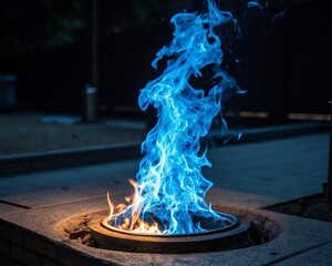 High heat blue flames.