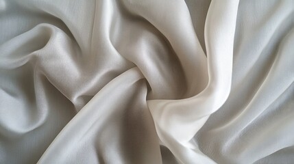 Fototapeta premium Soft, flowing ivory fabric with elegant folds and drapes.