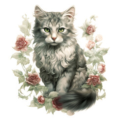 Christmas Flowers Clipart Vector Illustration