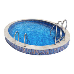 Stunning Oval Pool and Concrete Deck on transparent PNG background.