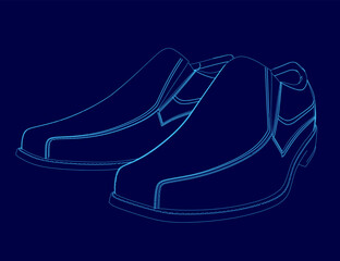 Pair of shoes are shown in a blue color. The shoes are designed to look like they are made of a material that is not visible
