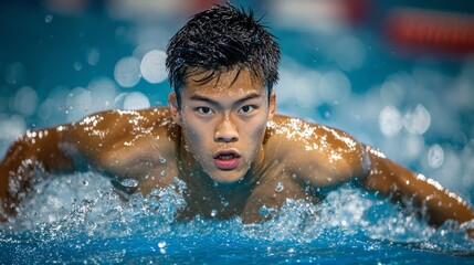 submerged athletic photography, competitive swimming action, crystalline pool water, streaming motion blur, professional dive technique, aqua light diffusion, dynamic water patterns