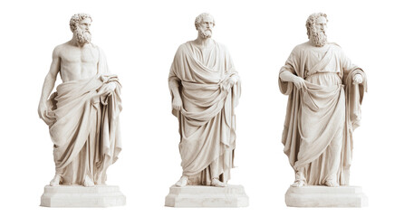 marble statue philosophers isolated on transparent background