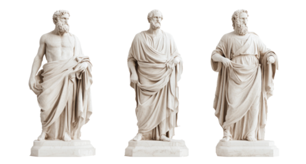 marble statue philosophers isolated on transparent background