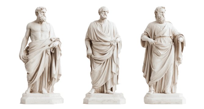 marble statue philosophers isolated on transparent background