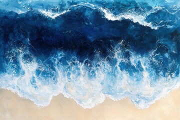 Obraz premium A Stunning Aerial View of a Beautiful Sandy Beach with Soft Waves and Vibrant Blue Ocean, Perfect for Capturing Nature's Serenity and Splendor