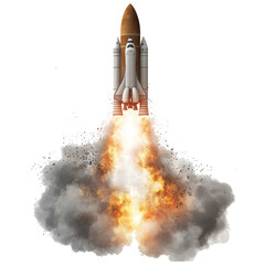  Rocket launch with fire and smoke trail