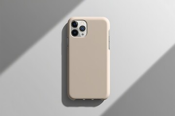 Plain Phone Case Mockup With A Matte Finish, Lying Flat On A Neutral Gray Background With No Distractions