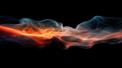 Obraz premium Abstract colorful smoke wave on black background.