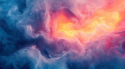 Abstract composition of vibrant clouds in a surreal fantasy sky