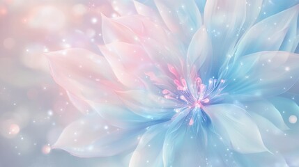 Fototapeta premium Whimsical pastel flower with shimmering light and ethereal petals