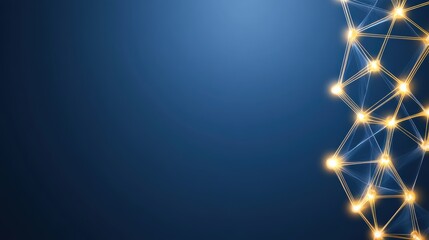 Glowing geometric network on dark blue background