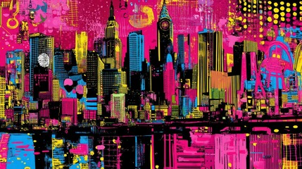 Neon Cityscape: A Vibrant Pop Art Metropolis