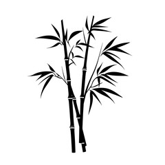 Obraz premium Silhouette of bamboo stalks with leaves.