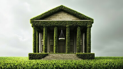 Fototapeta premium Sustainable Architecture: A Verdant Structure in a Lush Landscape