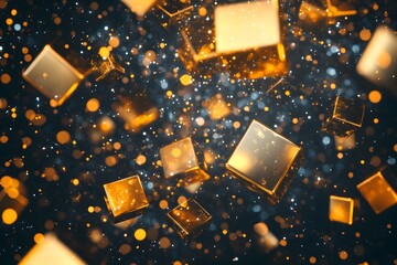 Golden Cubes Sparkle, Shimmer, and Shine