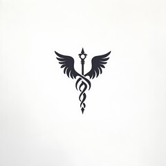 Obraz premium Winged staff with serpents, symbolizing healing.