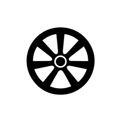 Obraz premium Simple black wheel icon on a white background.