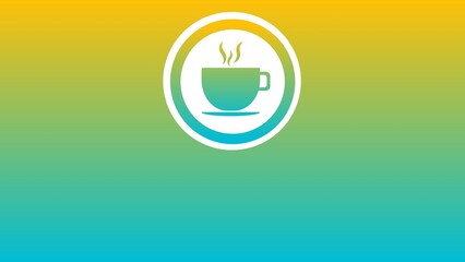 Simple cup of tea coffee Modern graphic web banner colorful template concept flat design geometric illustration with clear copy space for text on a horizontal gradient background for presentation