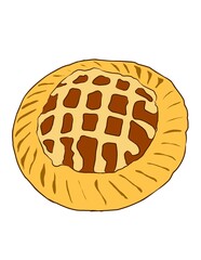 Illustration of pineapple tart, pastry.