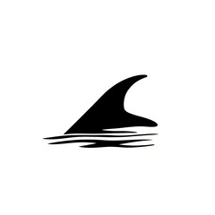 Black shark fin silhouette above water surface.