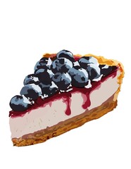 Illustration of cheesecake with cherries or blueberry.