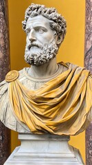 Obraz premium Ancient Roman Emperor Bust - Detailed Stone Sculpture