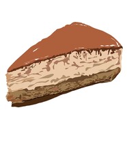 Illustration of chocolate cheesecake isolated on white