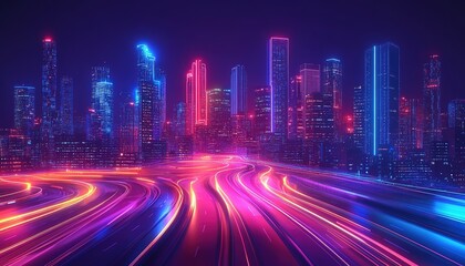 Modern city with communication network. Online connection and data traffic. Telecommunications and technology background, hd image