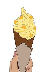 Illustration of ice cream in a cone