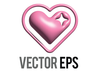 3D Y2K gradient pink retro heart and star icon