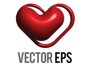 3D Y2K gradient red retro heart and star icon