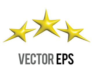 3D Y2K gradient yellow retro three stars icon