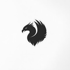 Obraz premium Black silhouette of a stylized phoenix bird.